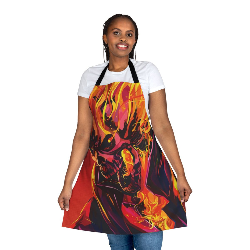 Flaming skull design Ghost Rider inspired apron