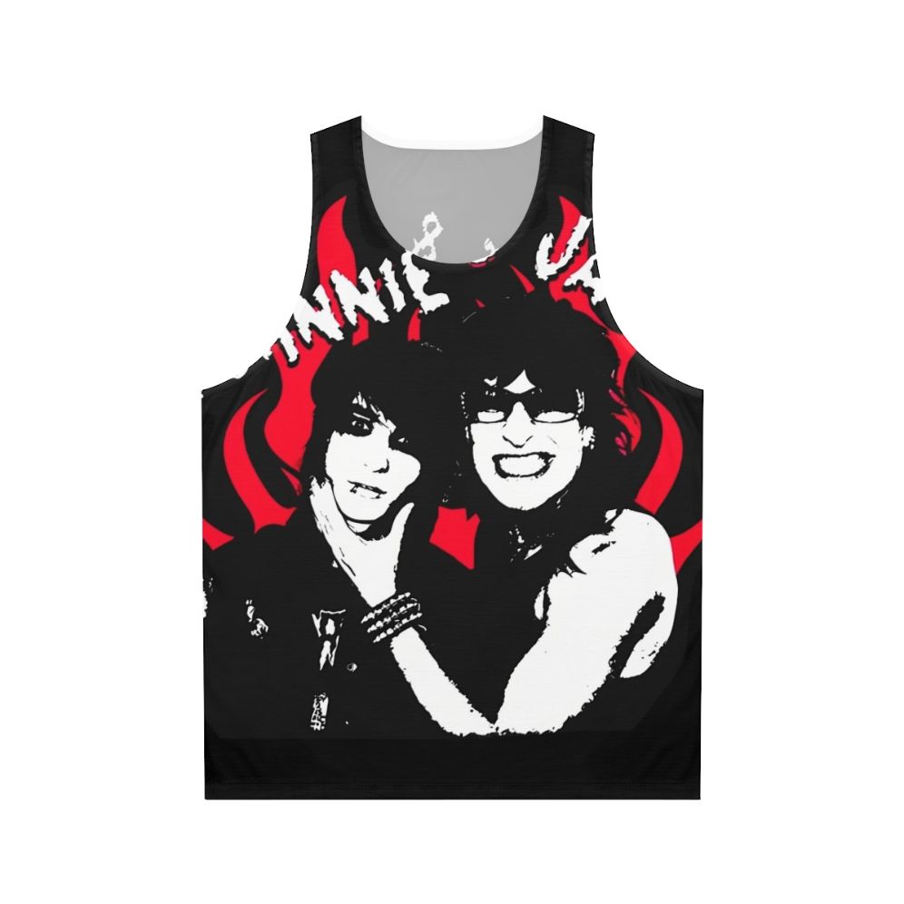 Unisex tank top with flames design featuring Jake Webber and Johnnie Guilbert