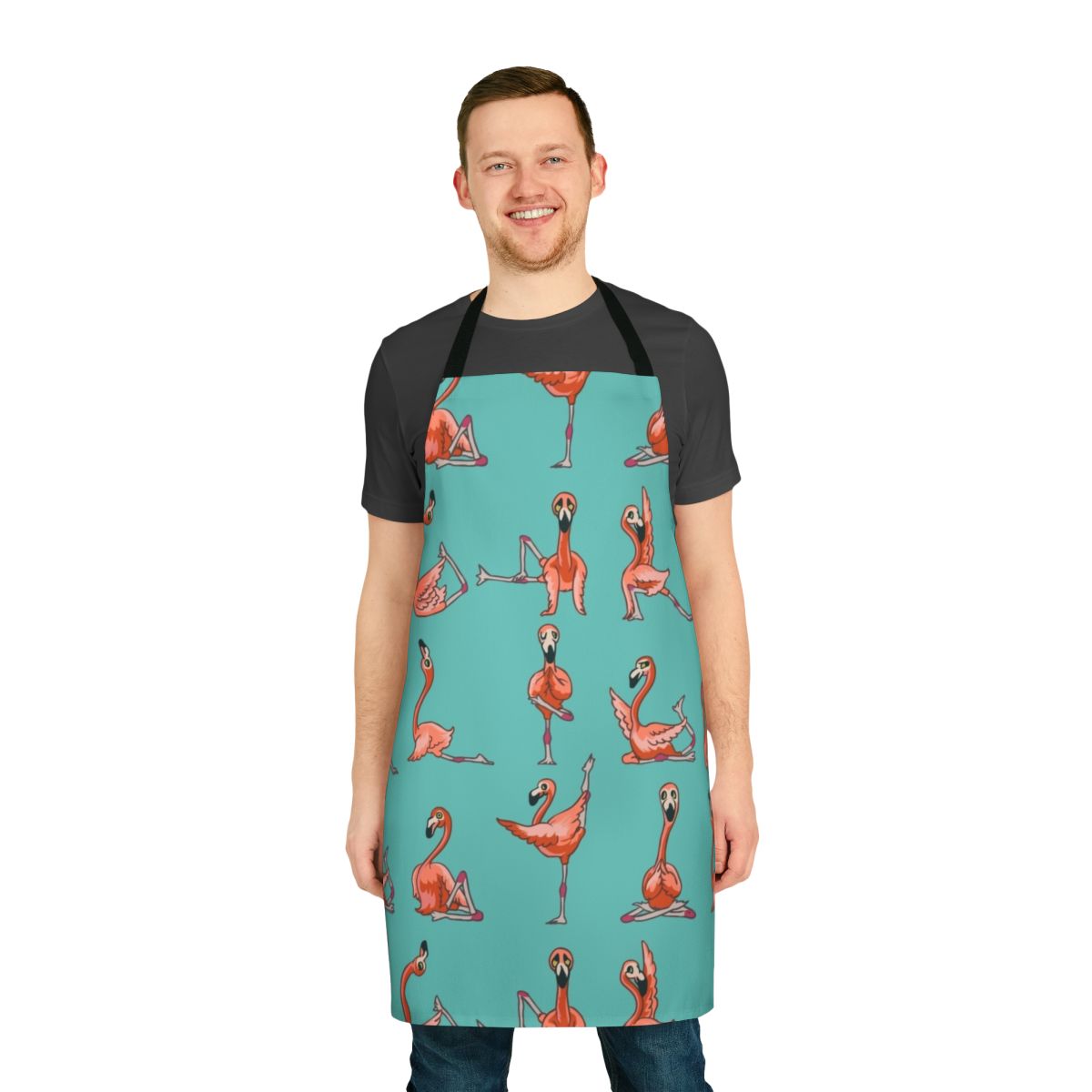 Flamingo print yoga and cooking apron for active and stylish individuals