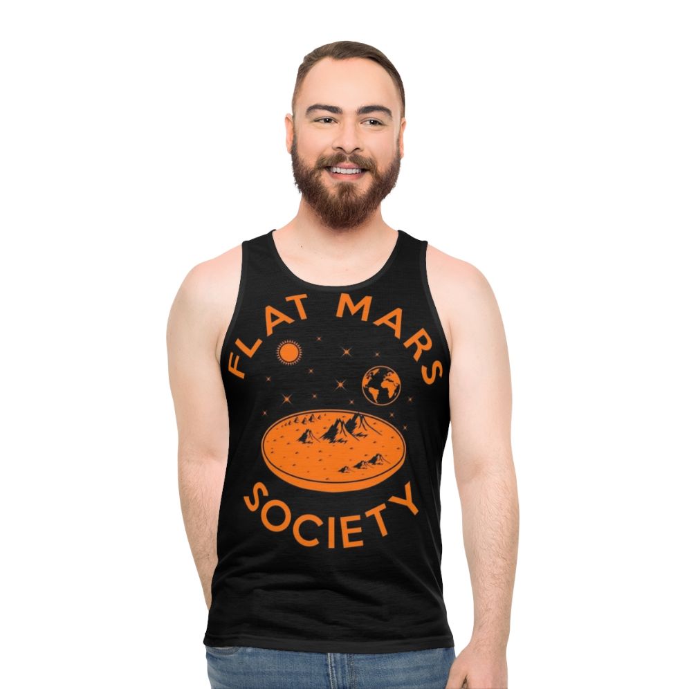 Flat Mars Society Unisex Tank Top featuring space exploration and astronomy design