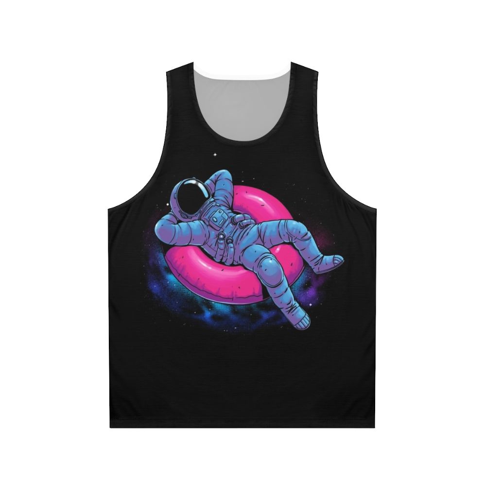 Relaxing astronaut in space with nebula and stars