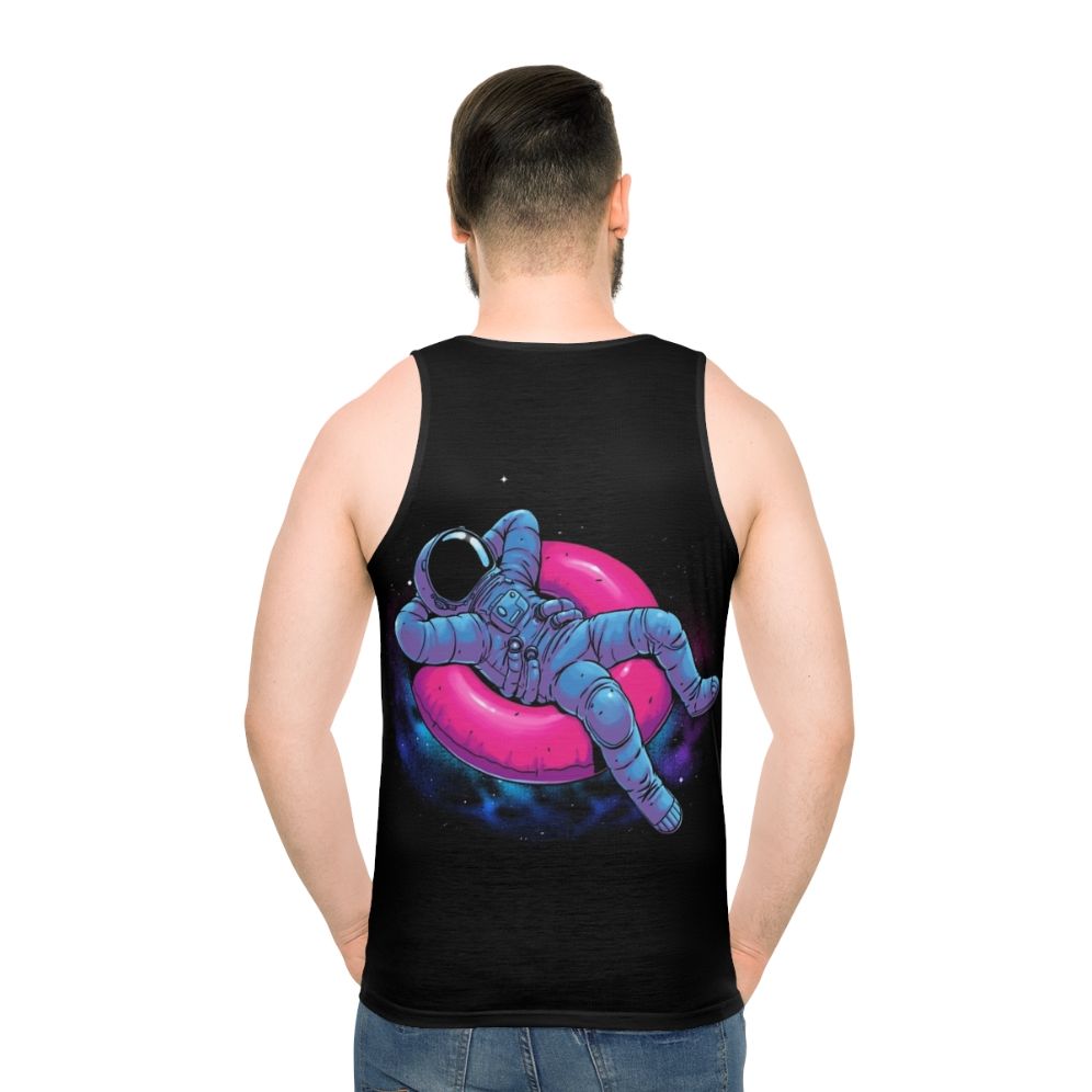 Relaxing astronaut in space with nebula and stars