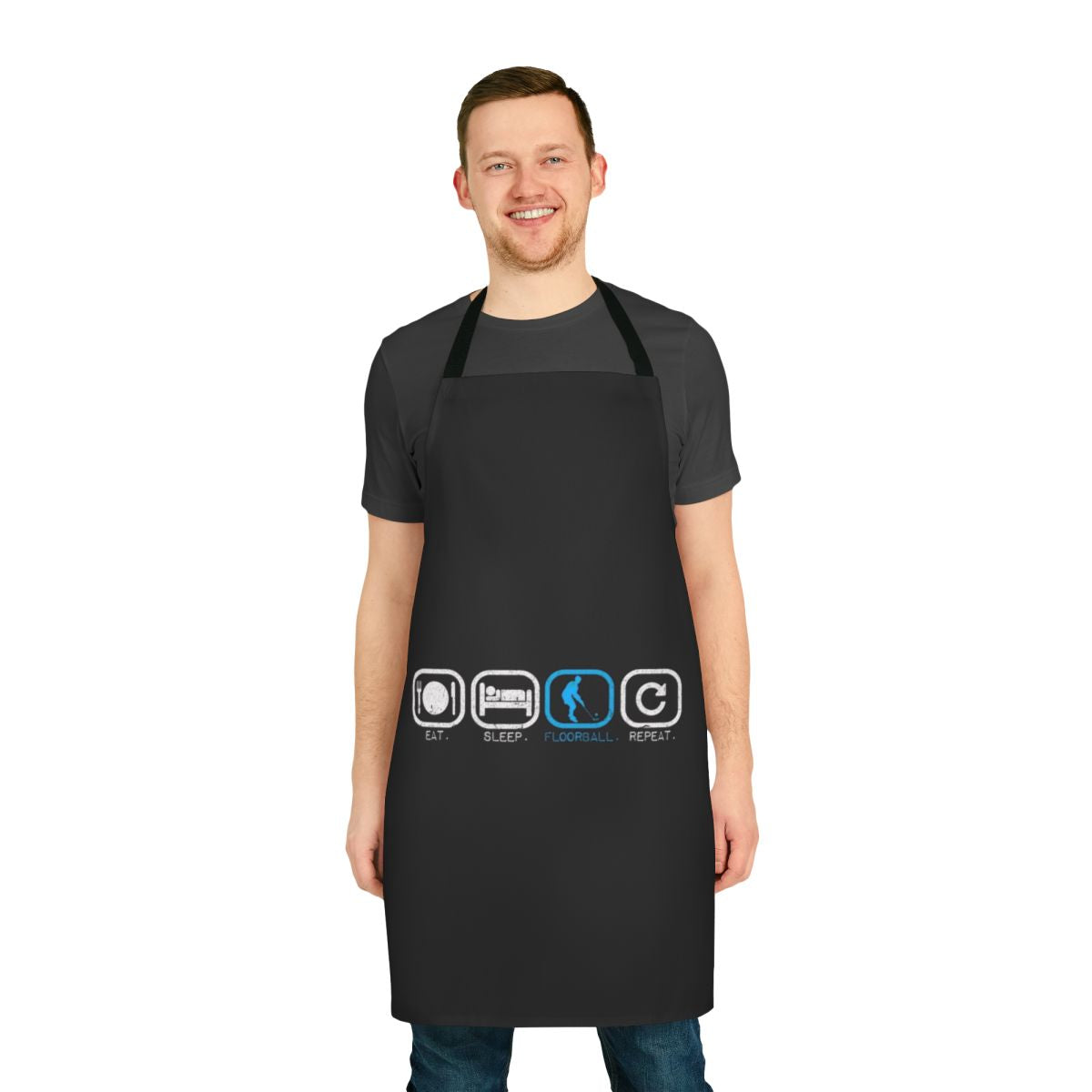 Floorball Unihockey Sport Event Apron with Eat Sleep Floorball Repeat design