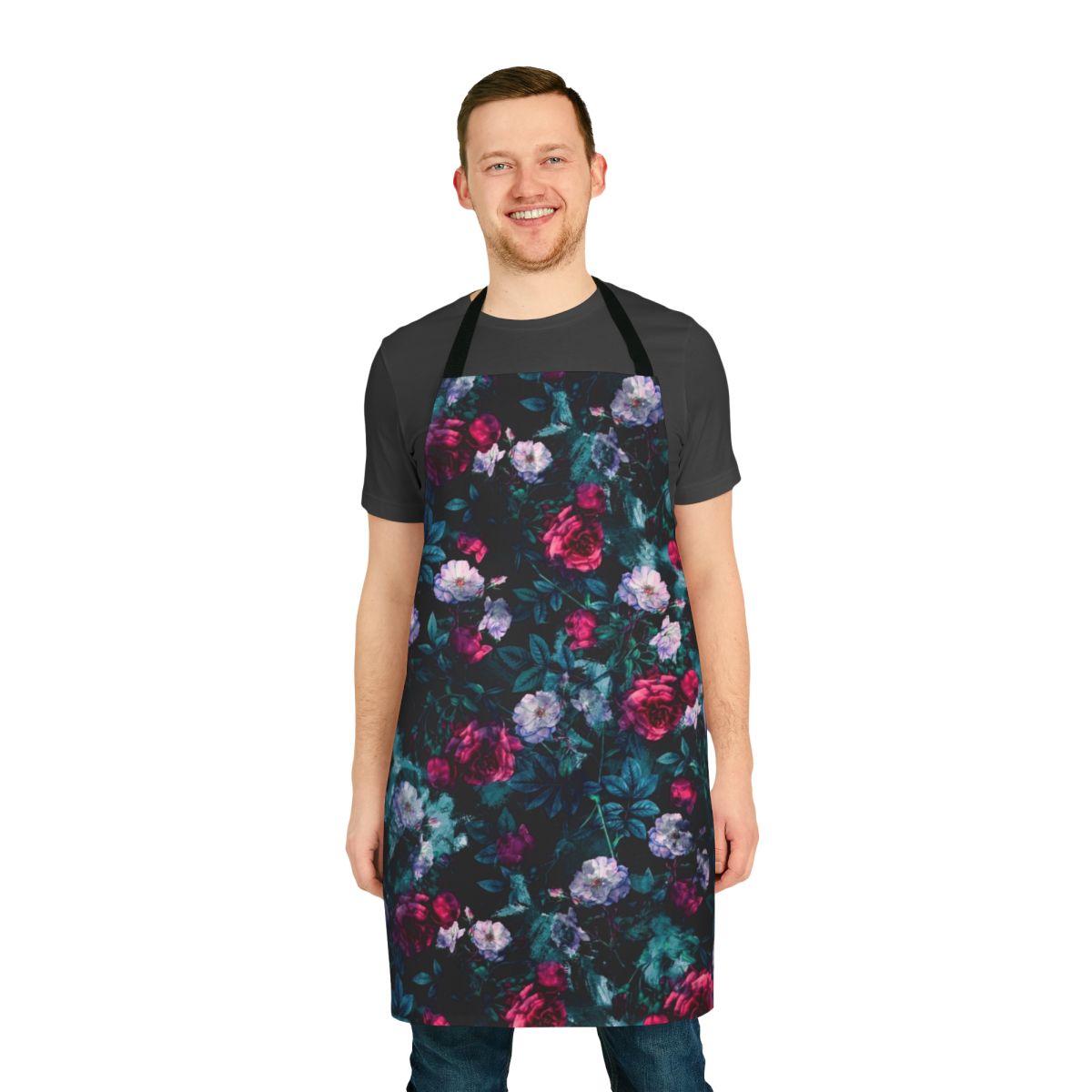 A stylish floral abstract apron for creative fashion and art enthusiasts