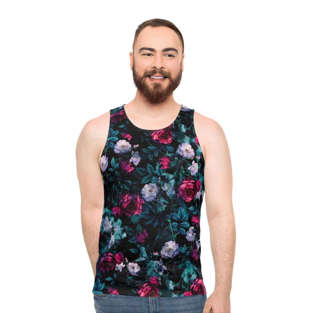 Floral abstract tank top with rose pattern