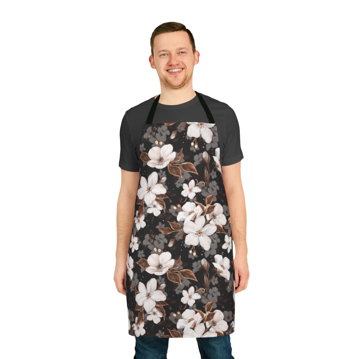 Floral apron featuring a beautiful apple blossom pattern