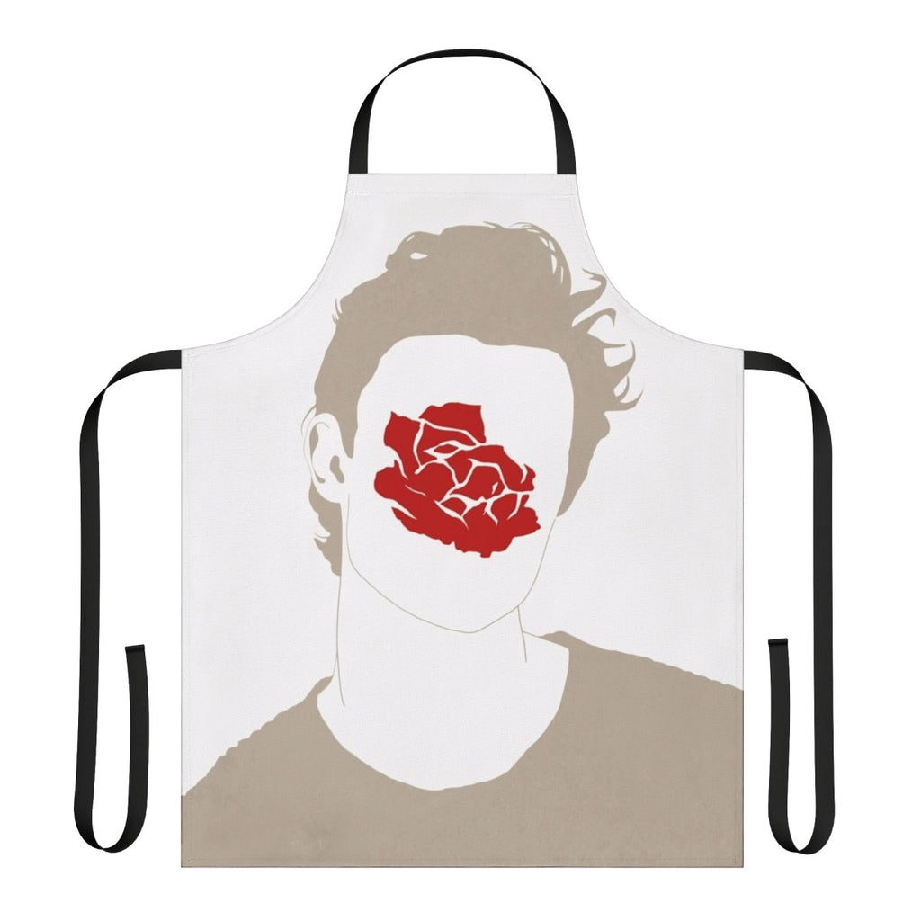 Floral apron with a rose pattern, inspired by the music of Shawn Mendes