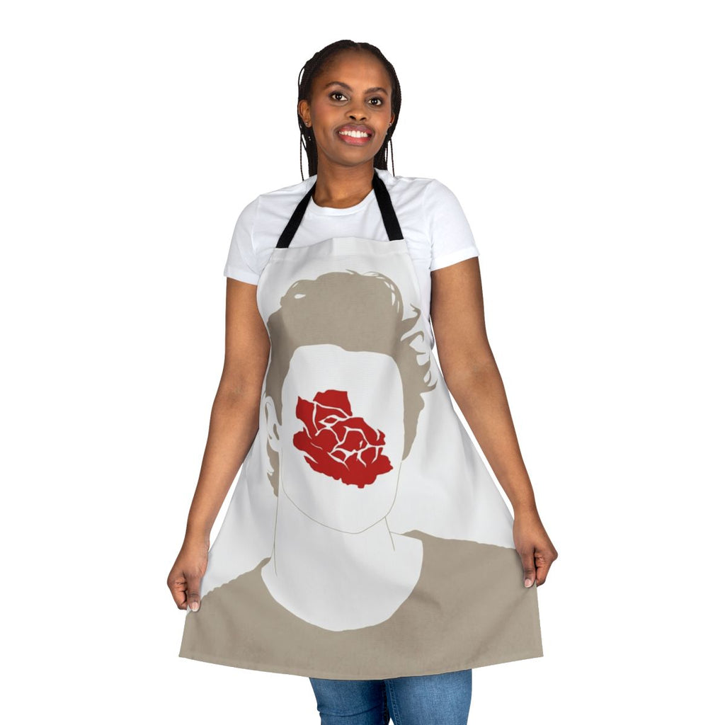 Floral apron with a rose pattern, inspired by the music of Shawn Mendes