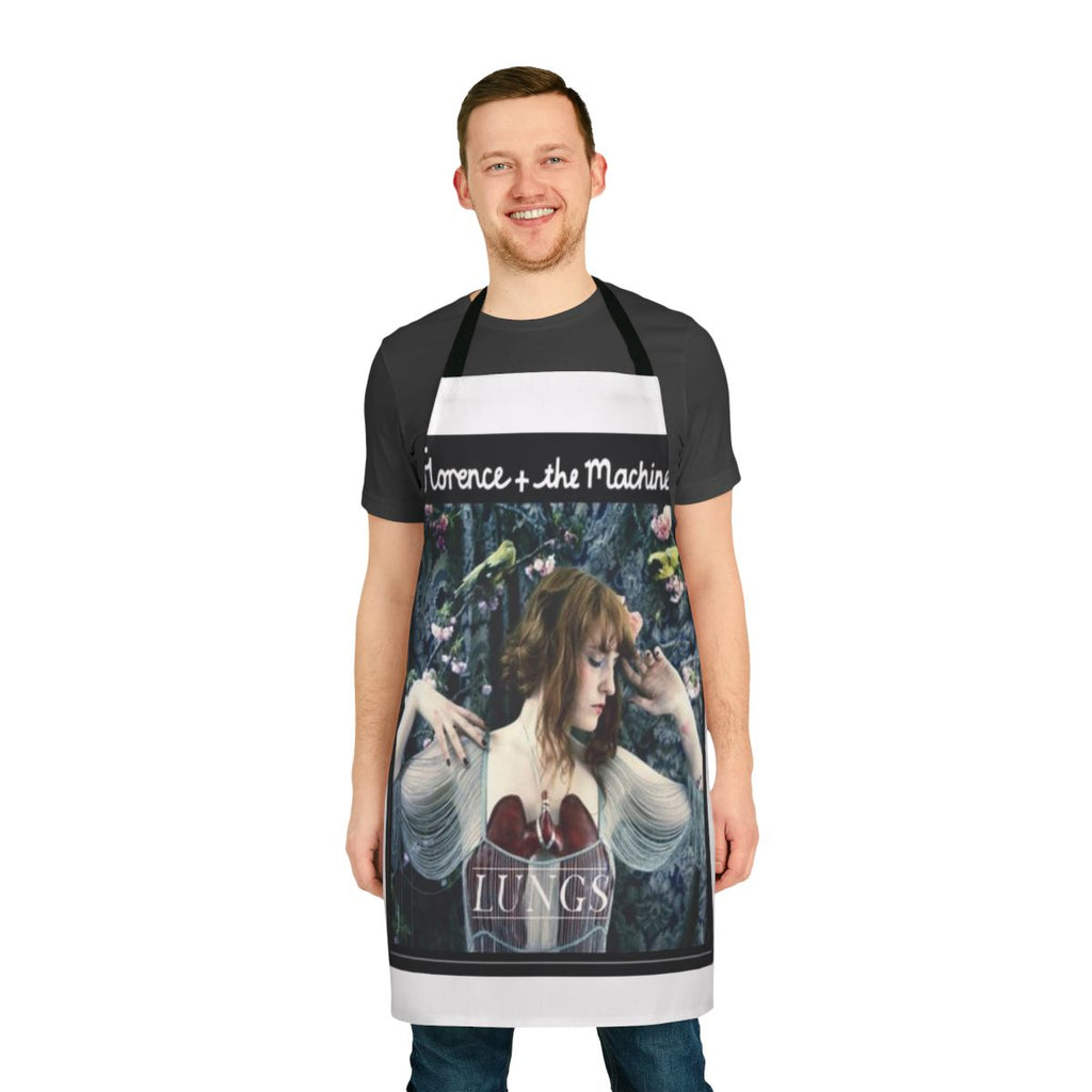 Floral apron with a design inspired by the indie music of Florence and the Machine