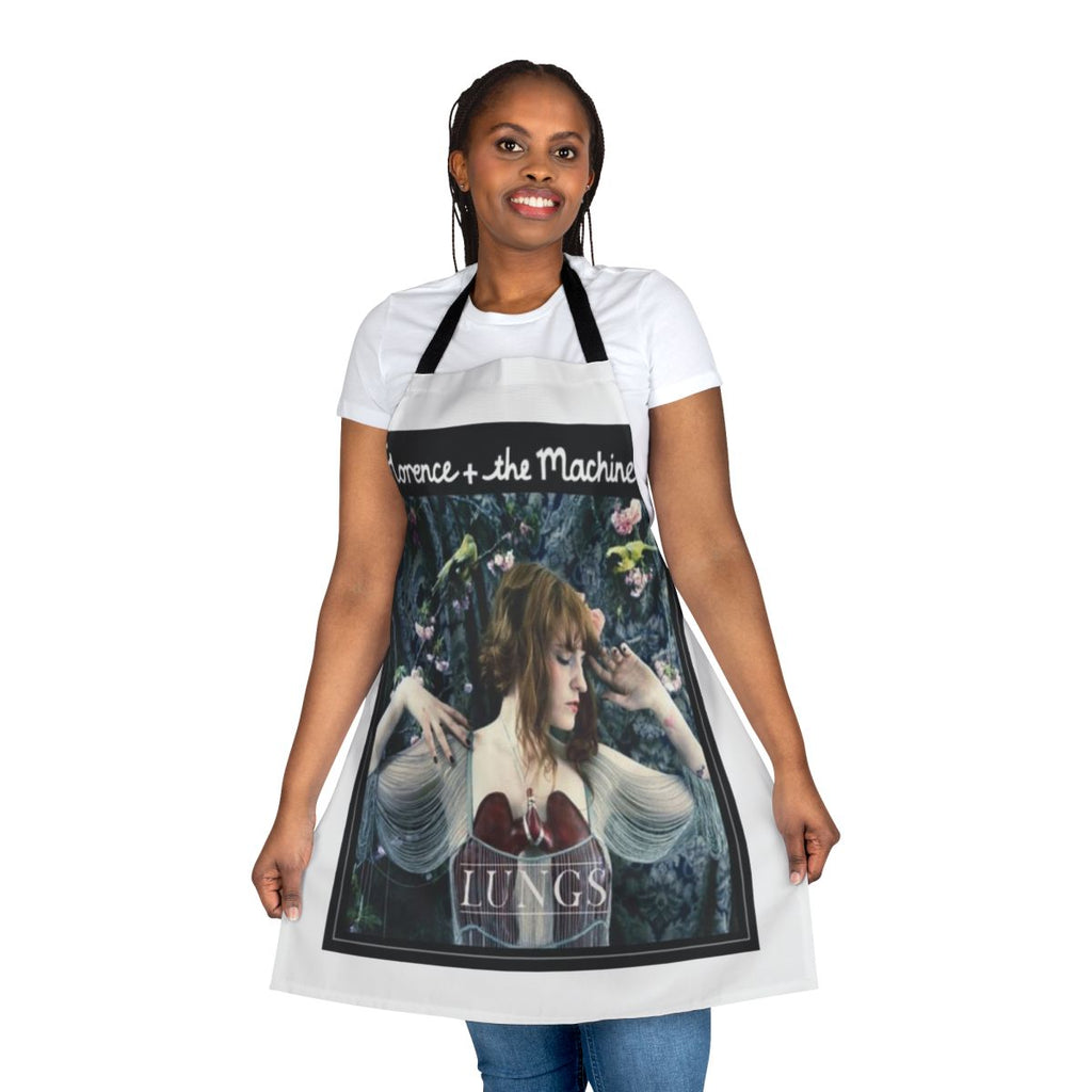 Floral apron with a design inspired by the indie music of Florence and the Machine