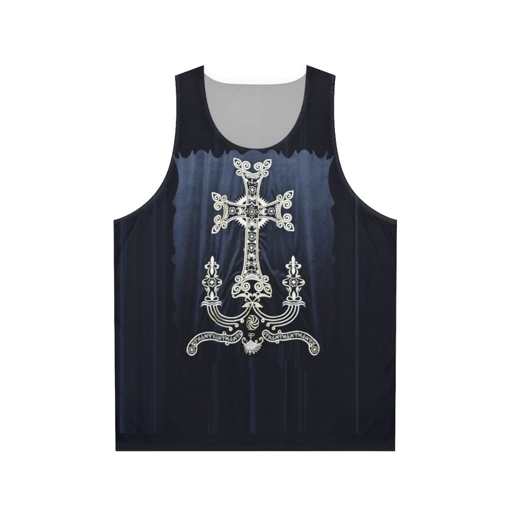 Floral Armenian Cross Unisex Tank Top