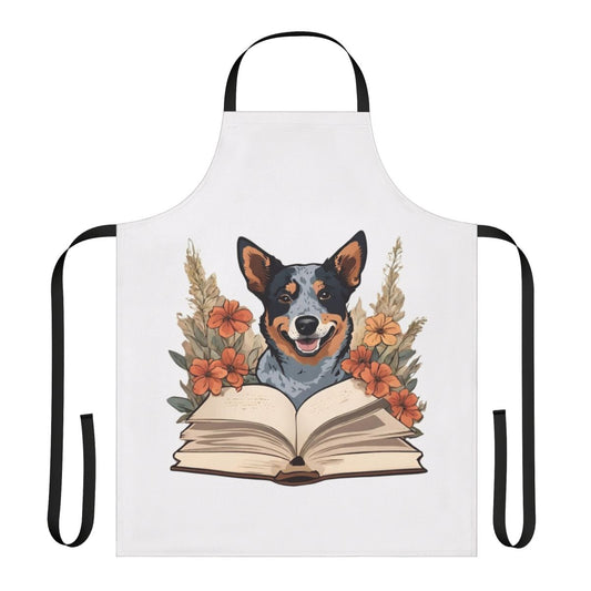 Floral dog apron featuring an Australian Cattle Dog design