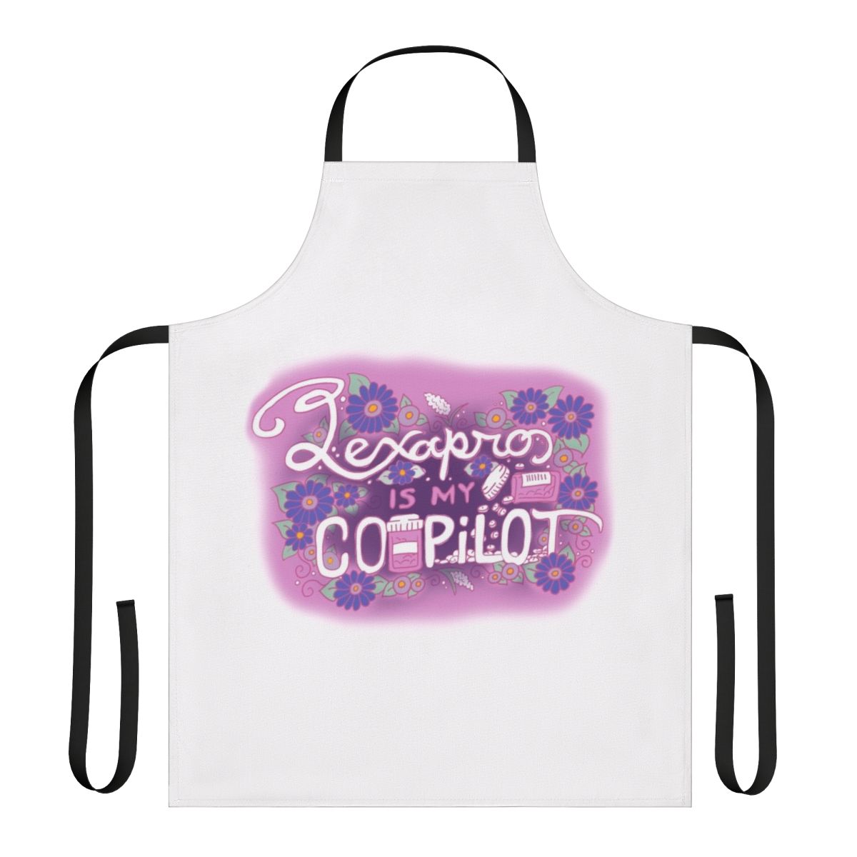 Lexapro Themed Apron with Floral Tattoo Illustration