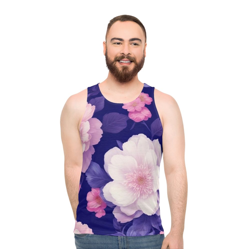 Floral pattern unisex tank top