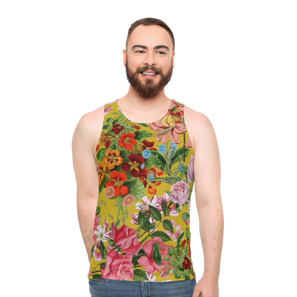 Floral pattern unisex tank top