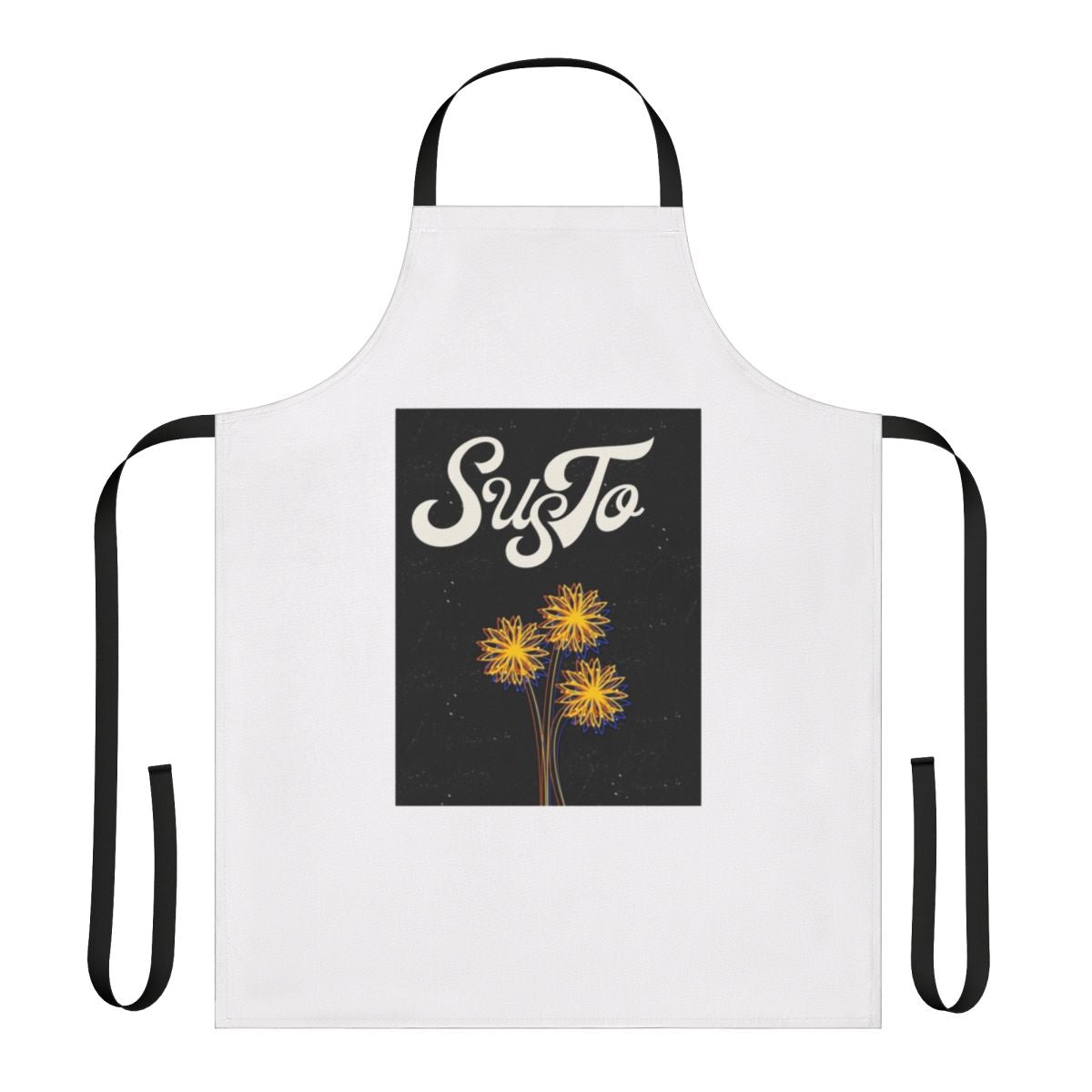 Floral print apron with 'Susto Is Real' design, perfect gift for music fans