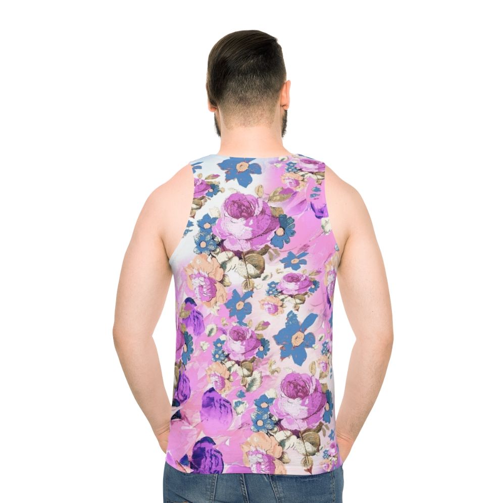 Floral roses girly pink and purple pattern unisex tank top