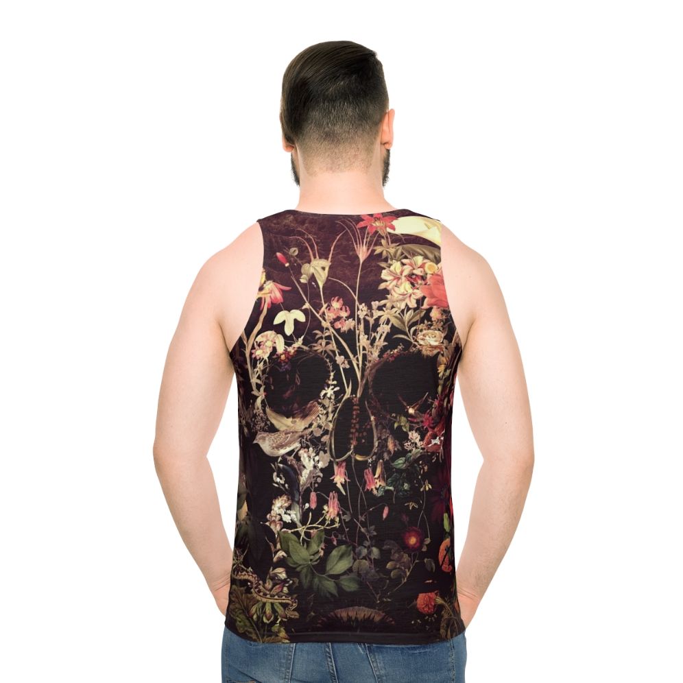 Floral skull unisex tank top