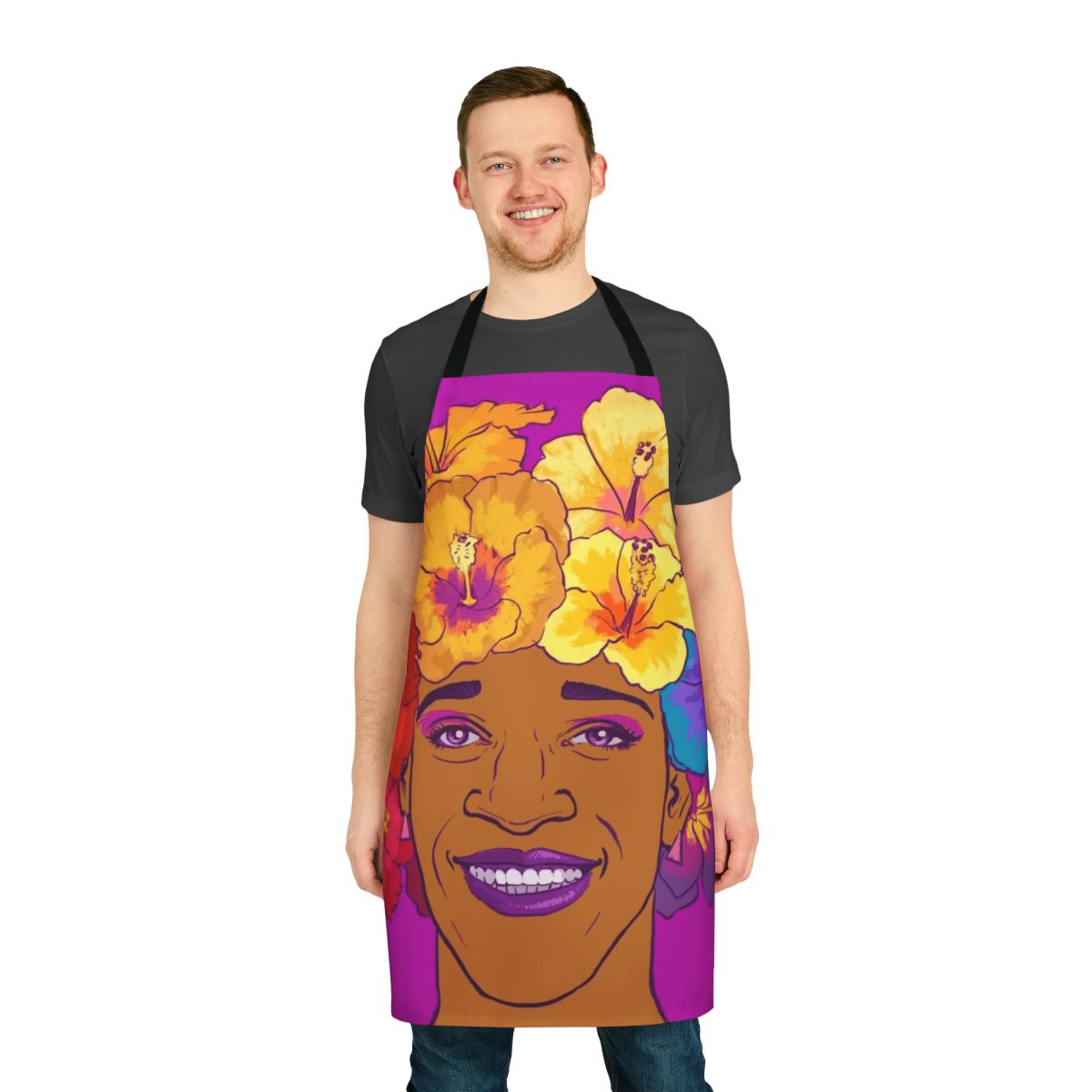 Floral apron honoring the legacy of transgender activist Marsha P. Johnson