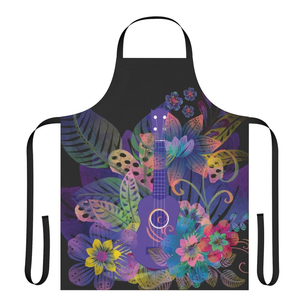 Ukulele design with flowers on an apron for ukulele players and music lovers