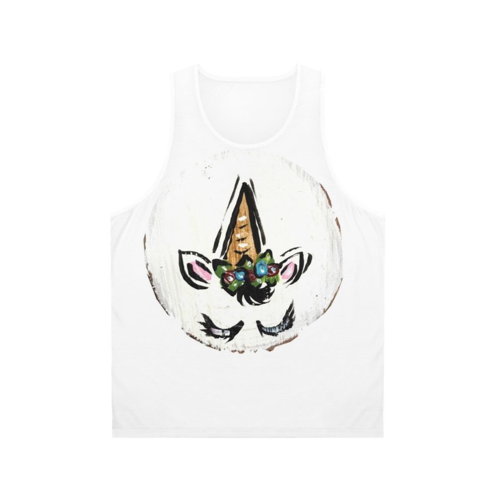 Floral unicorn tank top with spiraling horn