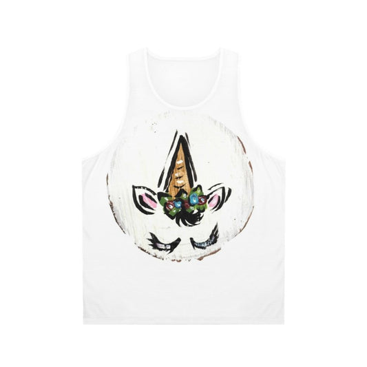 Floral unicorn tank top with spiraling horn
