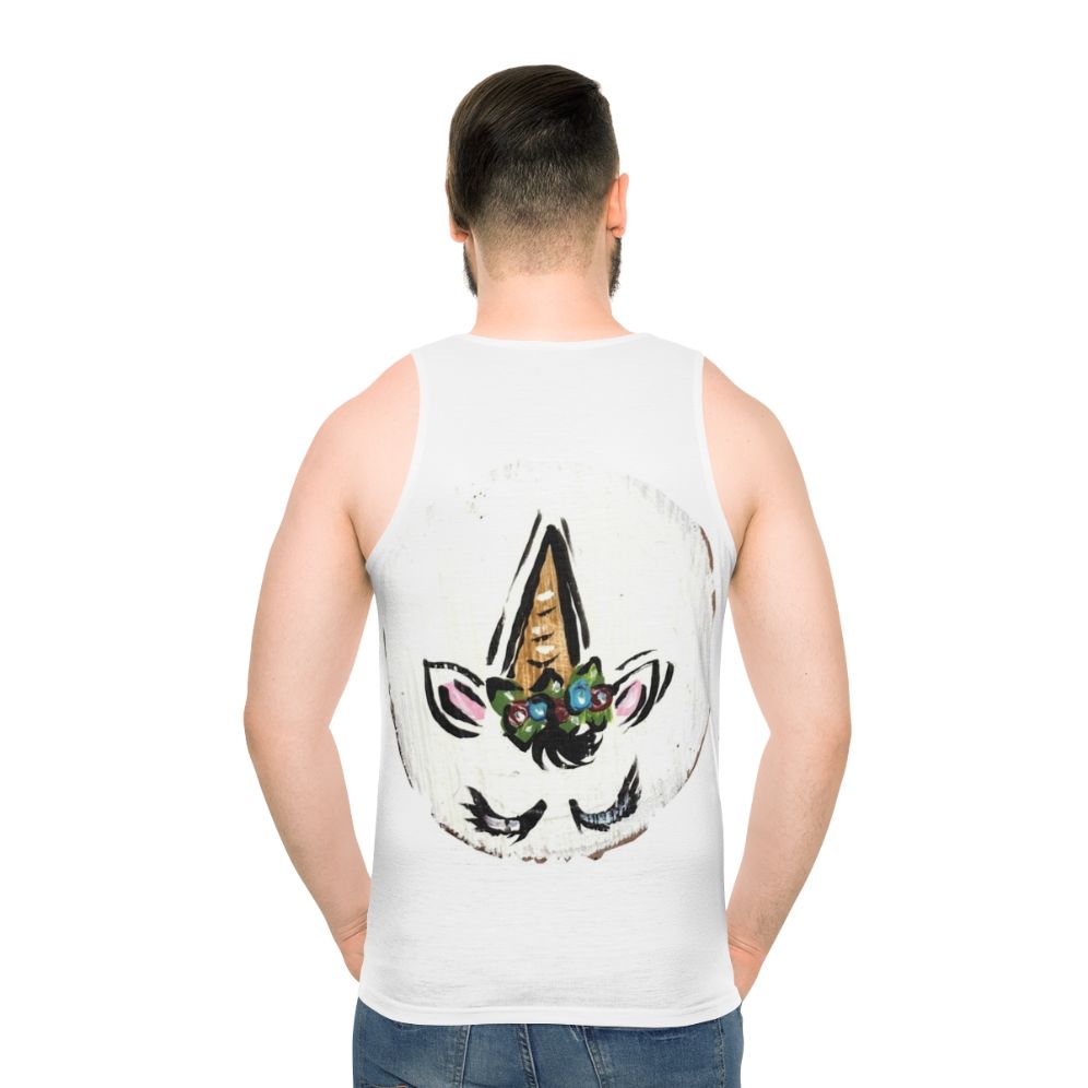 Floral unicorn tank top with spiraling horn