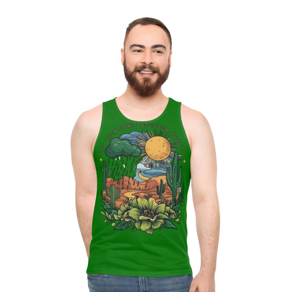 Floral unisex tank top with nature inspired design
