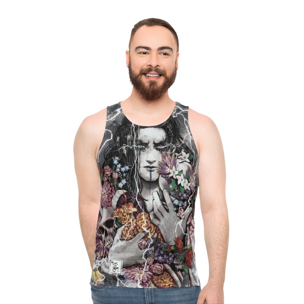 Floral unisex tank top with Mollymauk-inspired watercolor design
