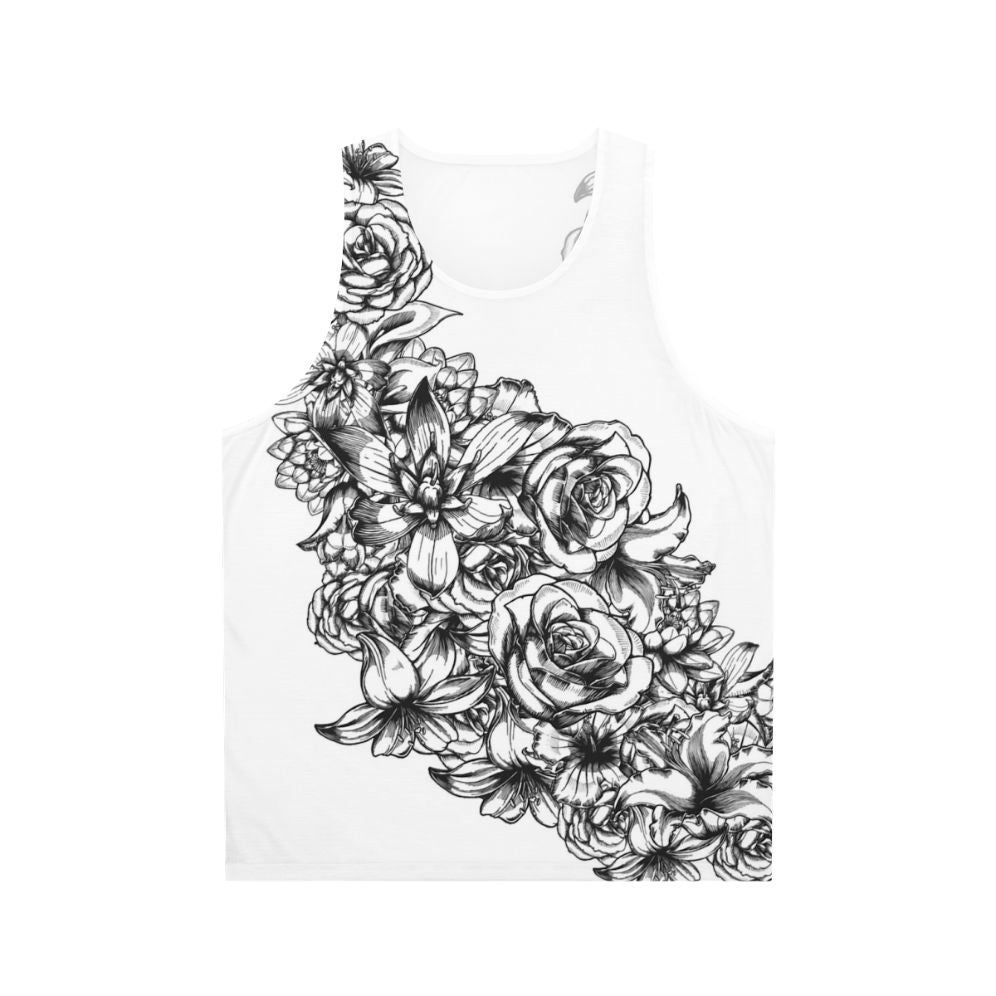 Floral unisex tank top with botanical print