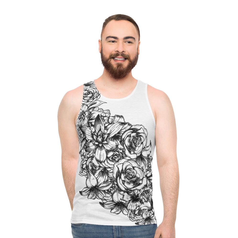 Floral unisex tank top with botanical print