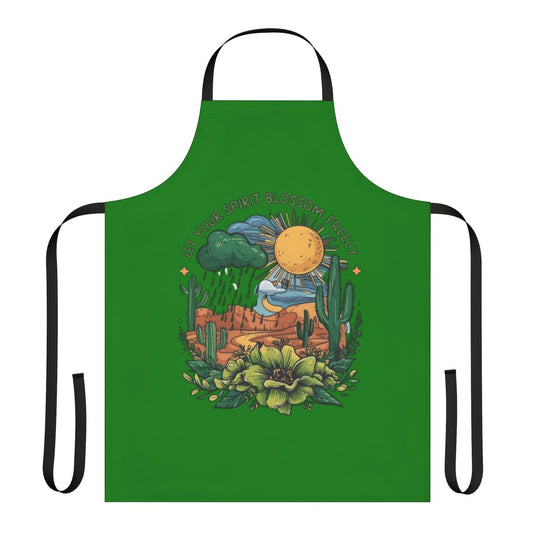 A colorful floral and botanical print apron for garden and home
