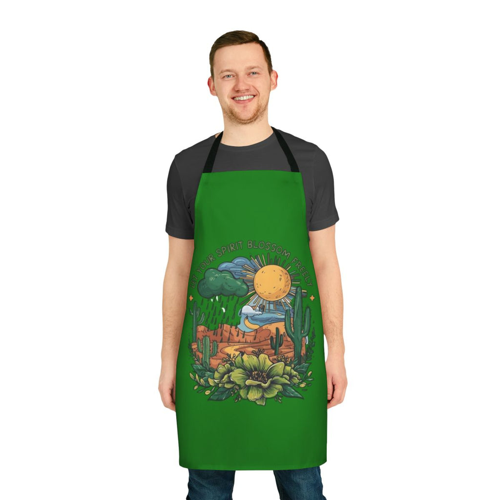 A colorful floral and botanical print apron for garden and home