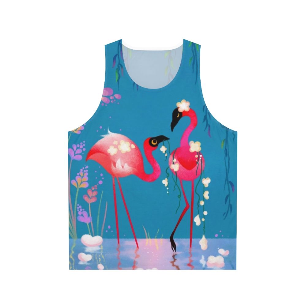 Flowermingo tropical flamingo unisex tank top