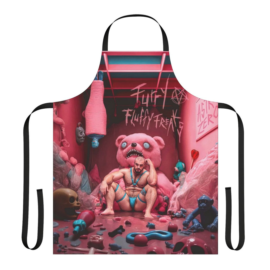 A fluffy, furry-inspired unisex apron with a bold, artistic design for LGBTQ+ fans
