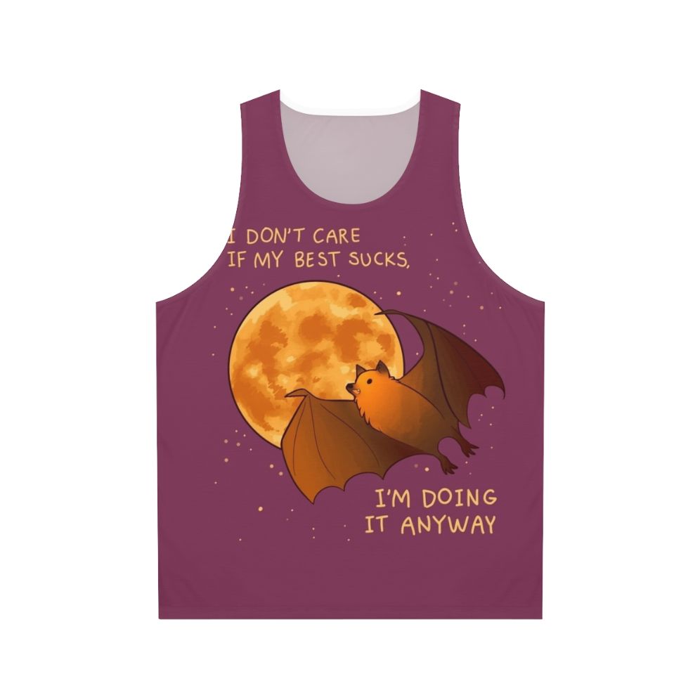 Unisex tank top with flying fox bat design for mental health and positivity