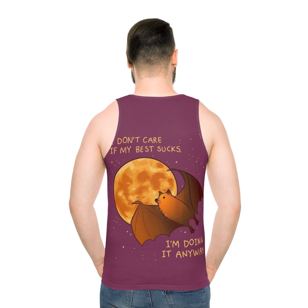 Unisex tank top with flying fox bat design for mental health and positivity