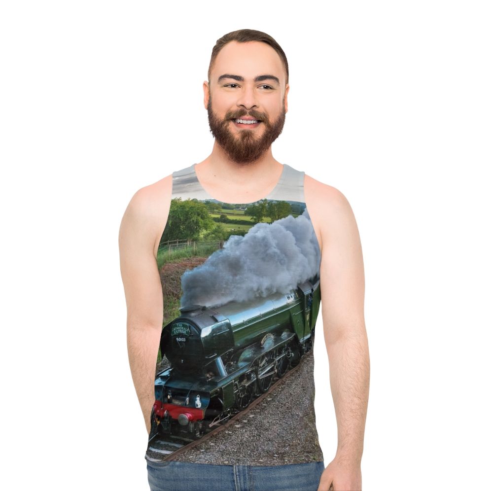 Unisex Tank Top Featuring the Iconic Flying Scotsman Steam Train