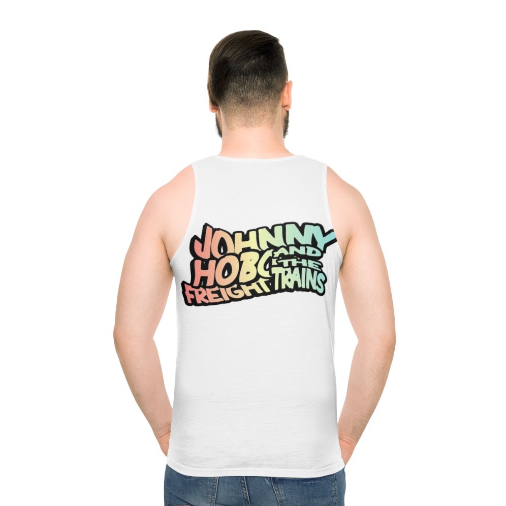 Folk punk unisex tank top with psychedelic and hippie inspired design