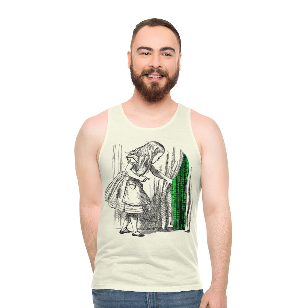 Follow the White Rabbit Matrix-Inspired Unisex Tank Top