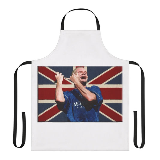 Football-themed apron with a flute impression design