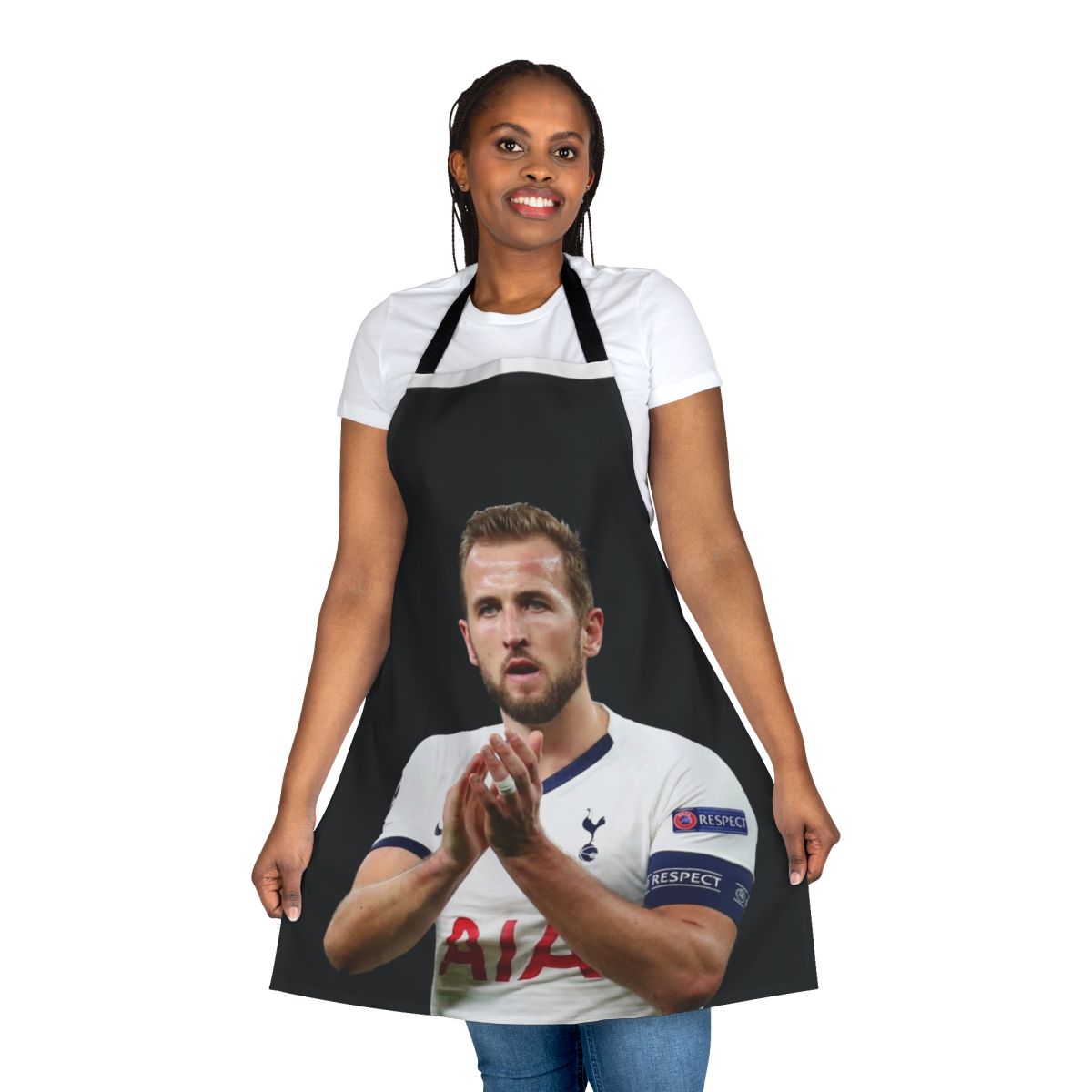 Football fan apron featuring image of Harry Kane, a popular English soccer player