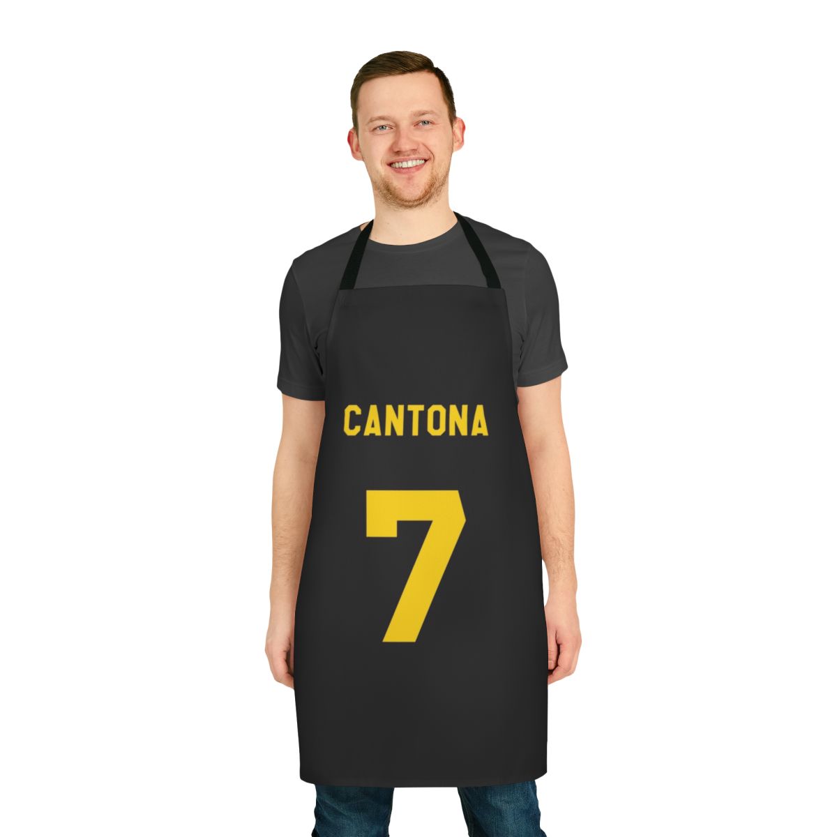 Football-themed apron featuring the iconic number 7 design and Manchester United inspiration