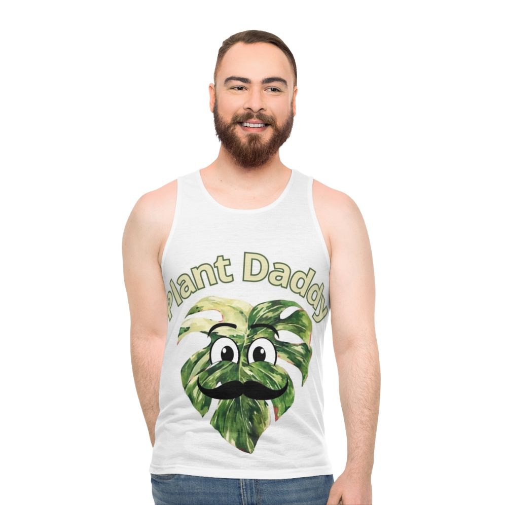 Unisex tank top with "For Real Plant Daddy" design for plant enthusiasts