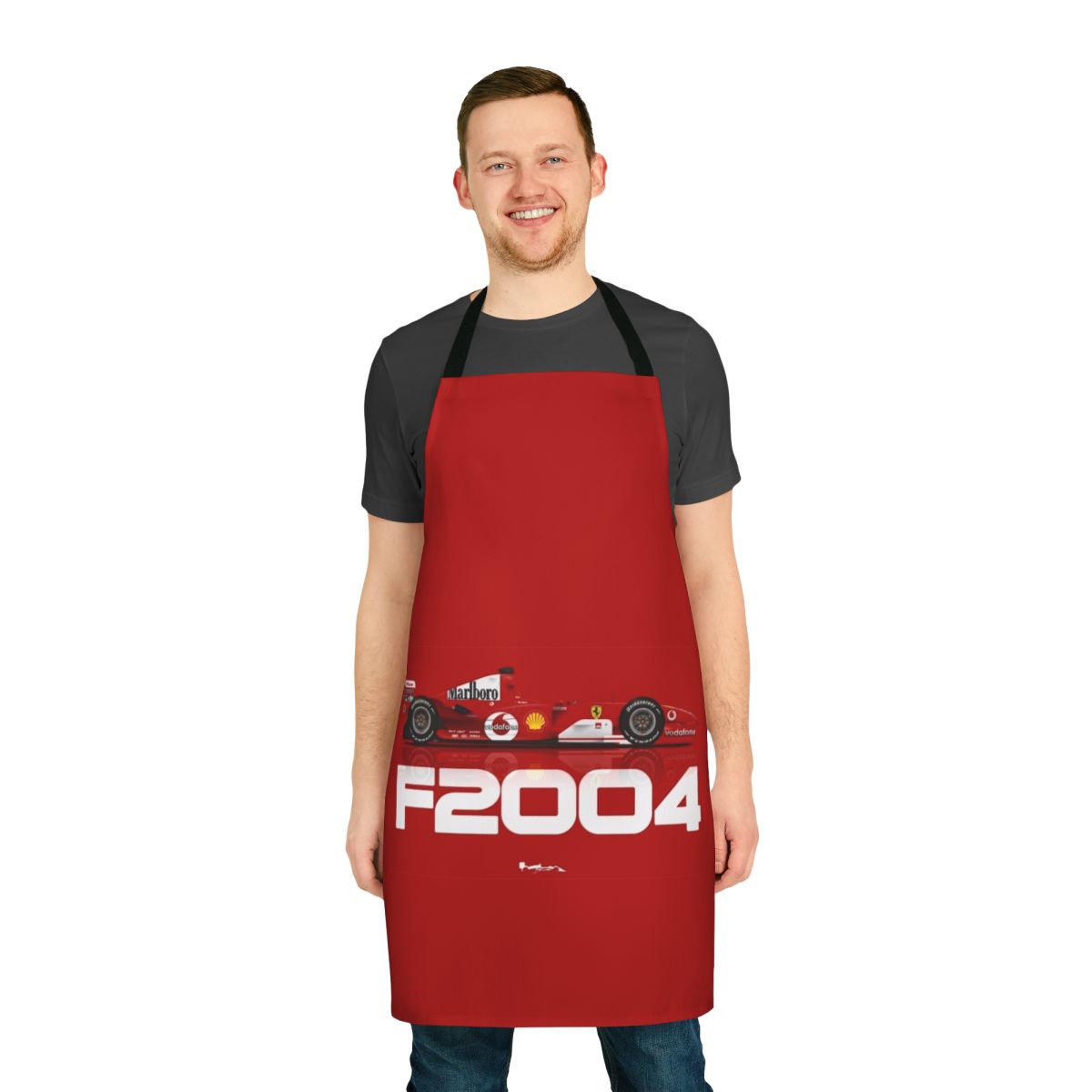 Formula 1 inspired racing apron with F2004 branding