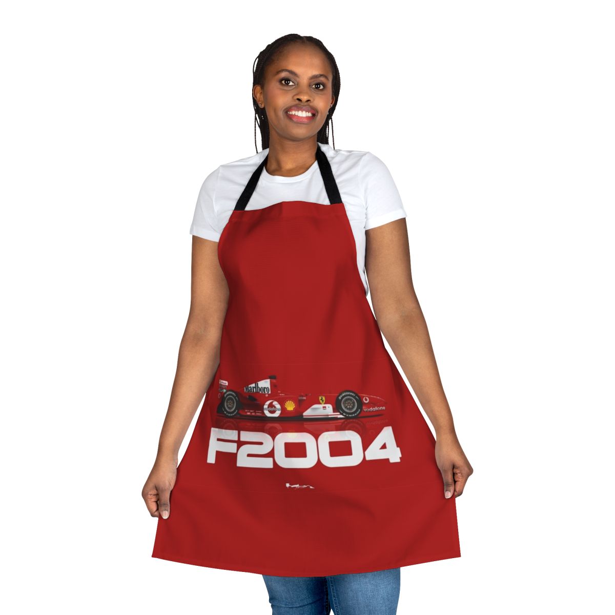 Formula 1 inspired racing apron with F2004 branding