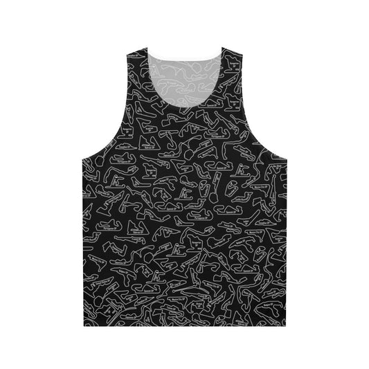 Formula 1 race car circuit pattern unisex tank top