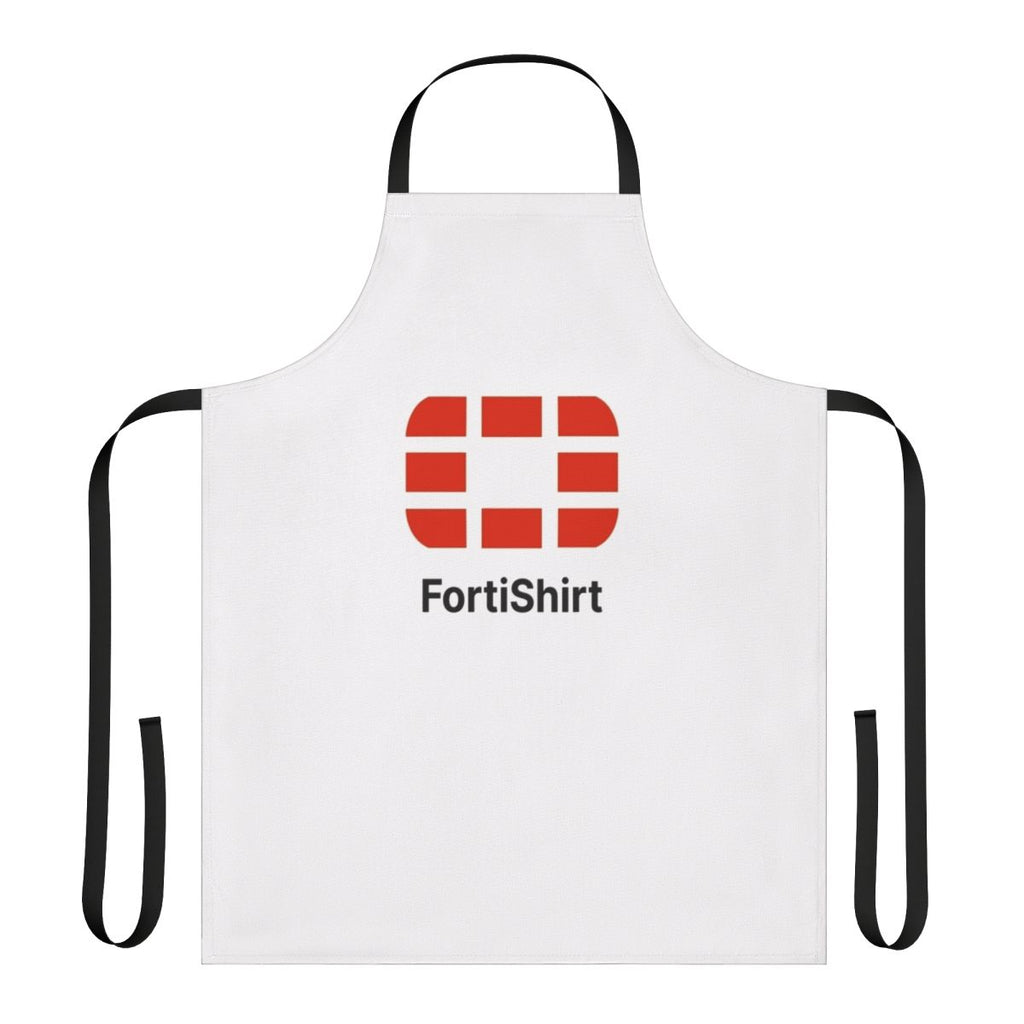Fortinet-inspired apron with networking and cybersecurity design