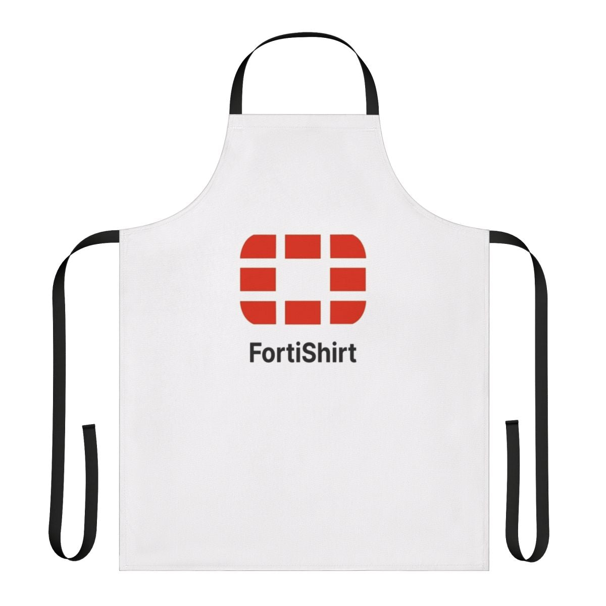 Fortinet-inspired apron with networking and cybersecurity design