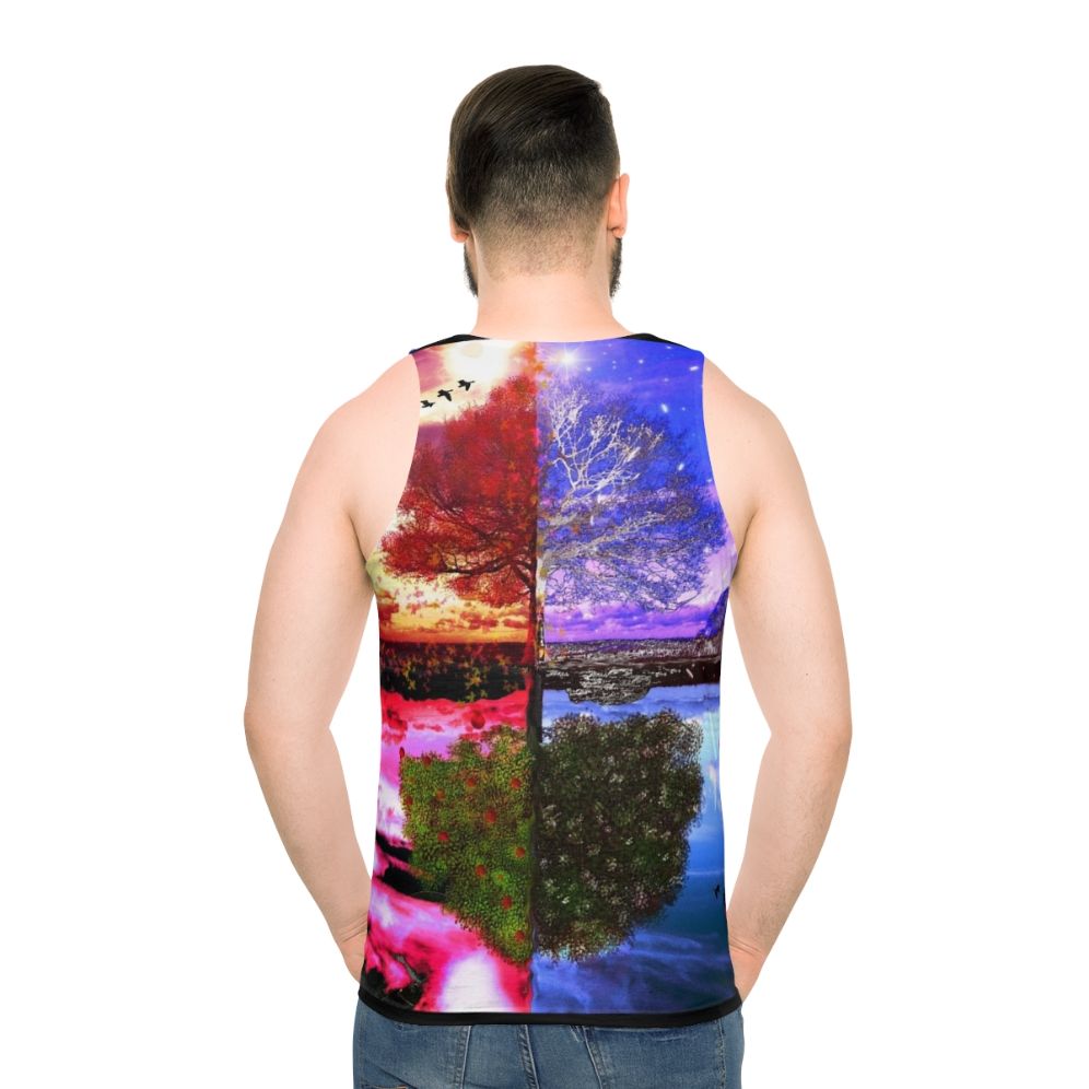 Four seasons tree reflection unisex tank top